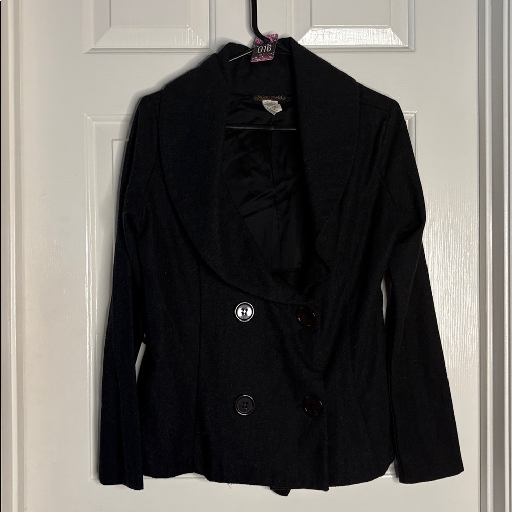 16 - click Dark Grey Blazer/Jacket With Flowy Neck - Picture 1 of 3